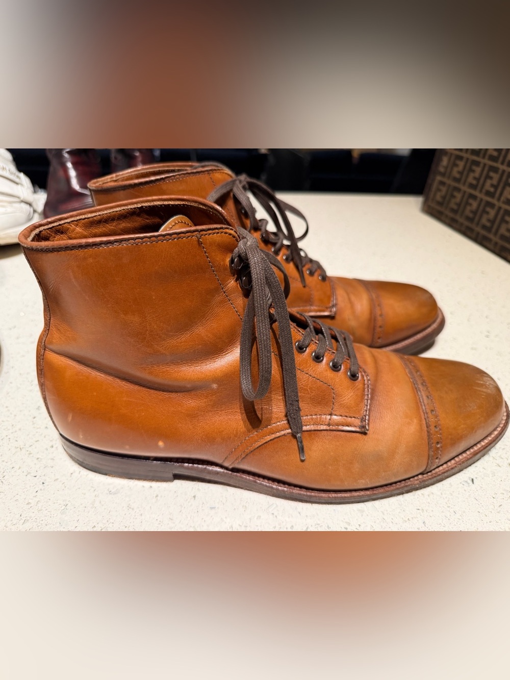 Alden x J. Crew Tan Leather Cap-Toe Chukka Boots